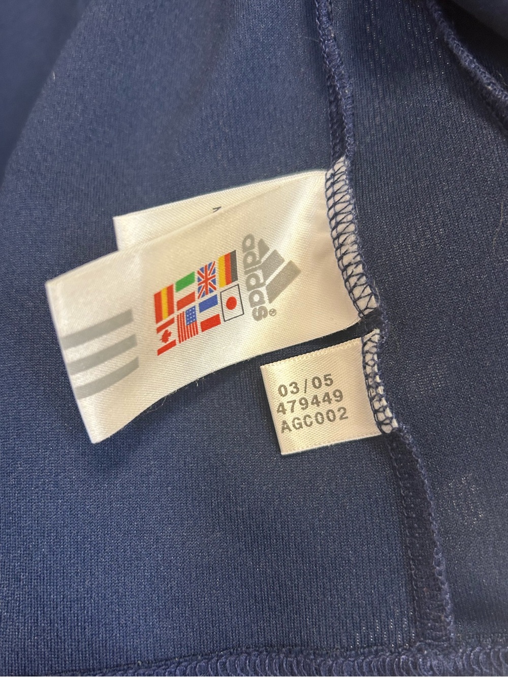 Vintage Y2K Adidas Navy Hooded Track Jacket Aqua Turquoise Stripes 2005 Small S - Picture 4 of 4